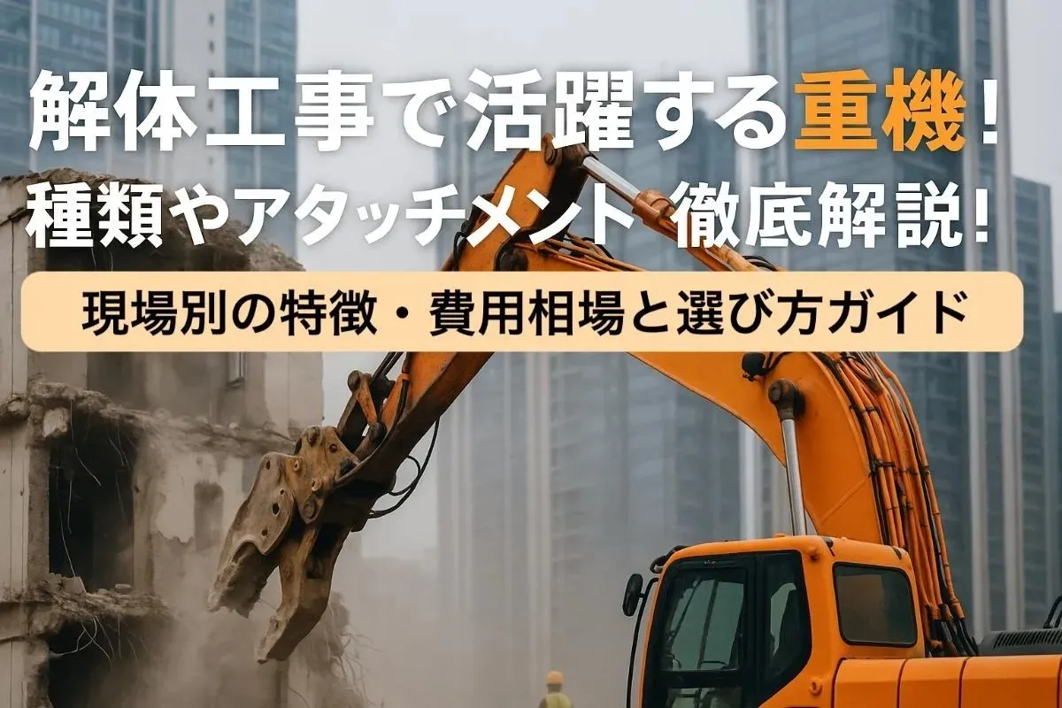 解体工事で活躍する重機！種類やアタッチメント徹底解説｜現場別の特徴・費用相場と選び方ガイド