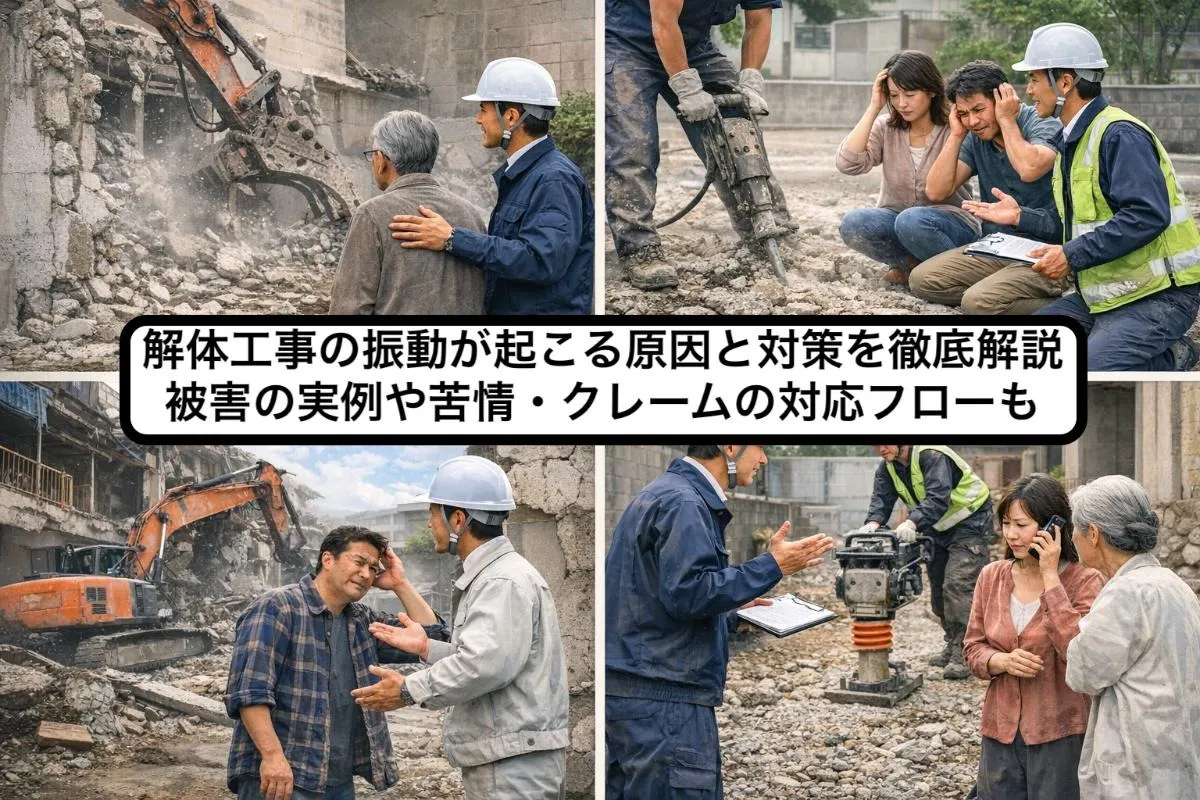 解体工事の振動が起こる原因と対策を徹底解説｜被害の実例や苦情・クレームの対応フローも